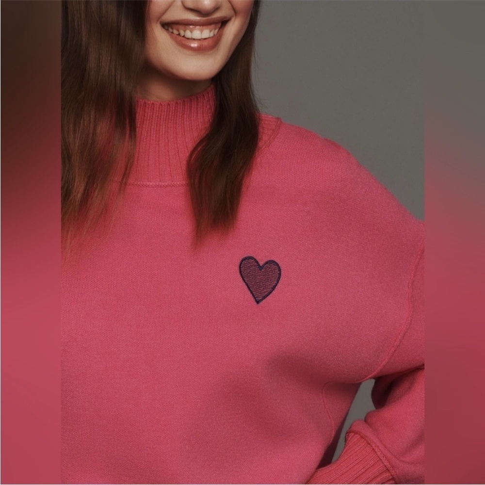 NWT! Anthropologie by Maeve The Logan Turtleneck Pink Sweater  🍟 💚 - Picture 3 of 7